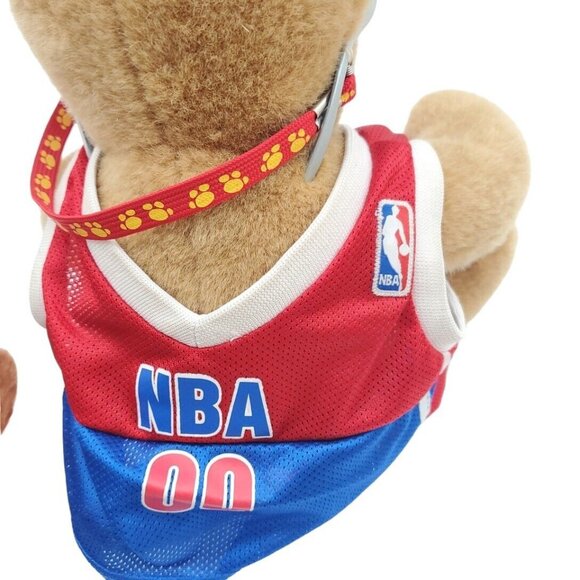 Build a Bear NBA Jersey Stuffed Puppy Dog Sunglasses Talking Works Brown Red 11" - Picture 5 of 8